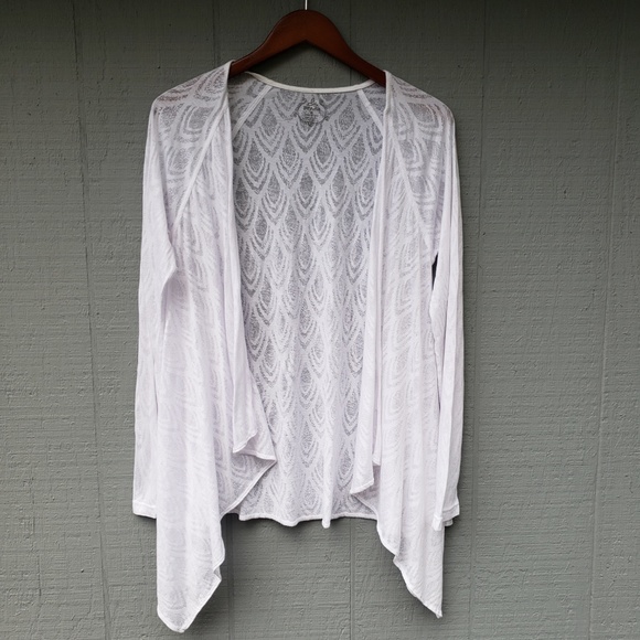 Prana Tops - Prana Sheer Open Front Waterfall Cardigan White M